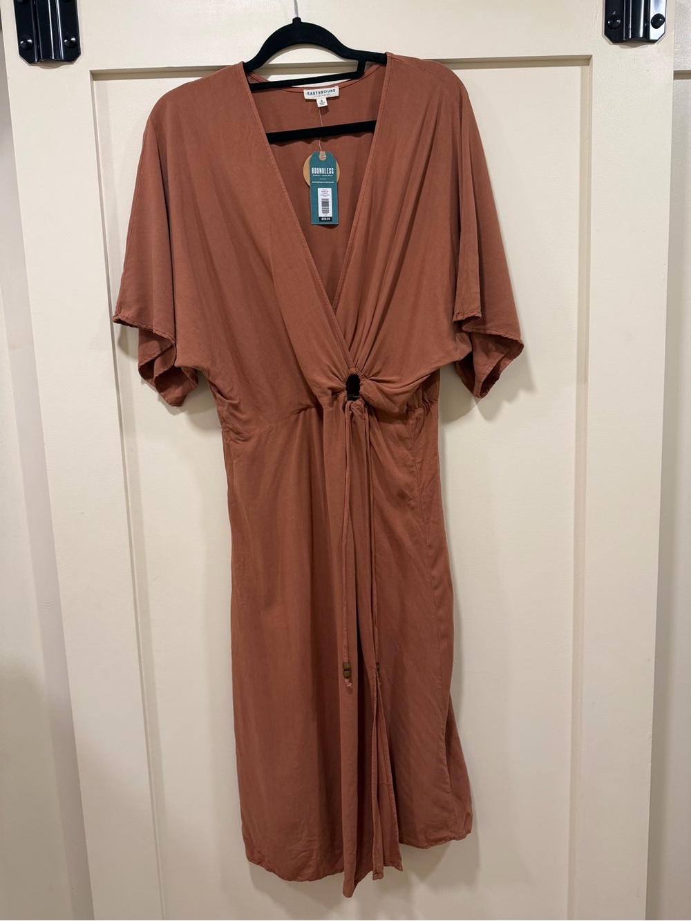 EARTHBOUND Rust Tie-Front Midi Dress